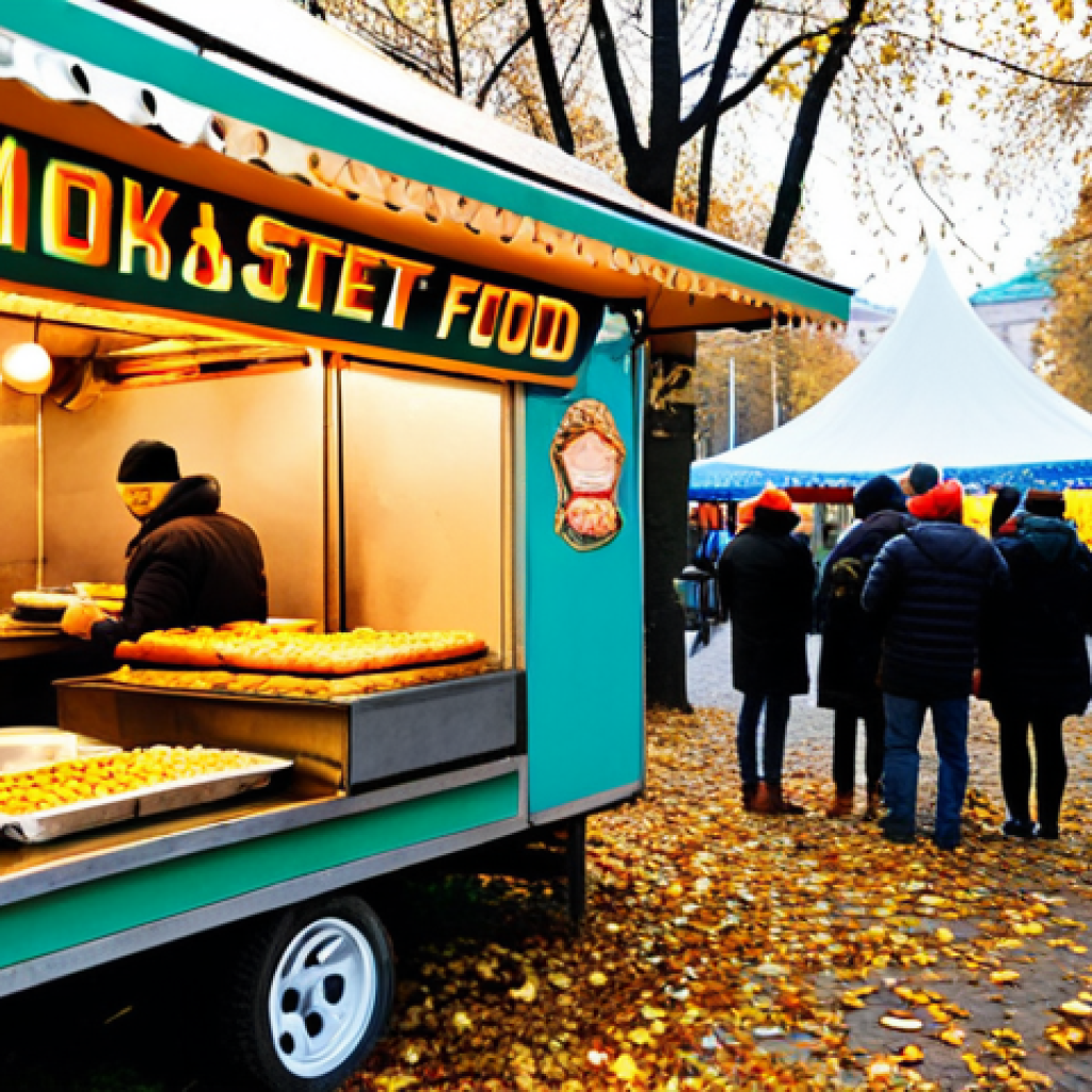 식품관련 창업 아이디어 - Global Street Food Stall**

"A vibrant and bustling street food stall in Moscow's Gorky Park, specia...