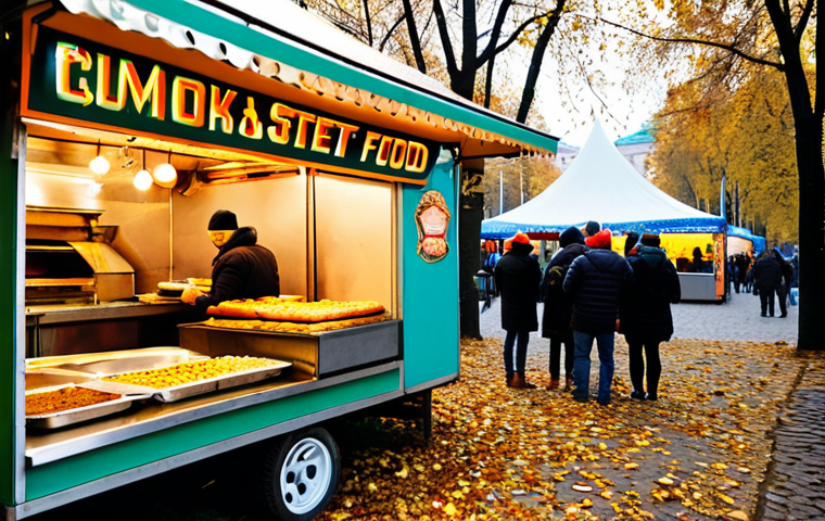 식품관련 창업 아이디어 - Global Street Food Stall**

"A vibrant and bustling street food stall in Moscow's Gorky Park, specia...