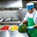 식품 위생교육 의무화 요건 - **Prompt:** A group of diverse professional chefs and kitchen staff in a state-of-the-art, impeccabl...