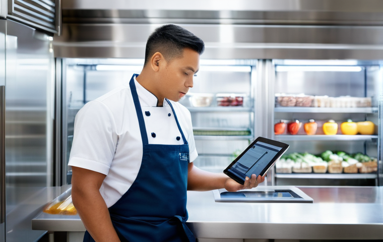 식품 위생교육 의무화 요건 - **Prompt:** A group of diverse professional chefs and kitchen staff in a state-of-the-art, impeccabl...